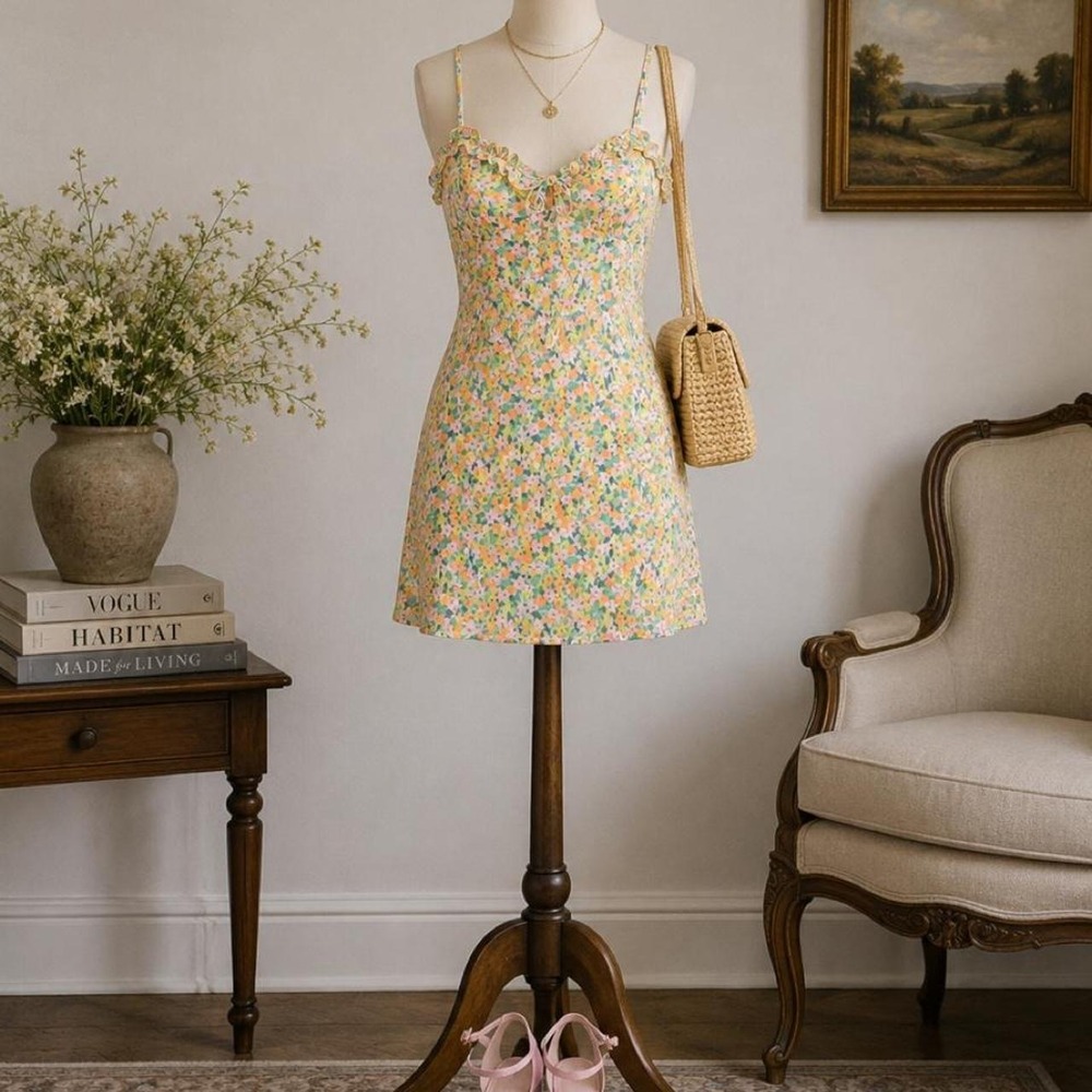 Wild Fable Multicolor Floral Ruffle Mini Dress Women's XS NWT